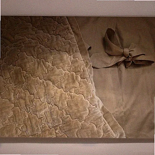 2- Cuddledown STANDARD Pillow Shams Quilted Tan Bows For Closure Cotton