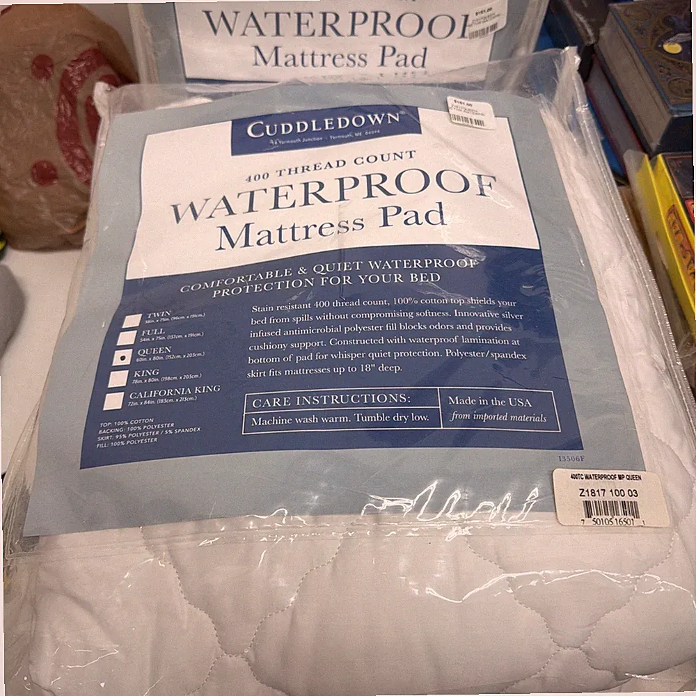 Cuddledown 400 Thread Count Waterproof Mattress Pad Queen