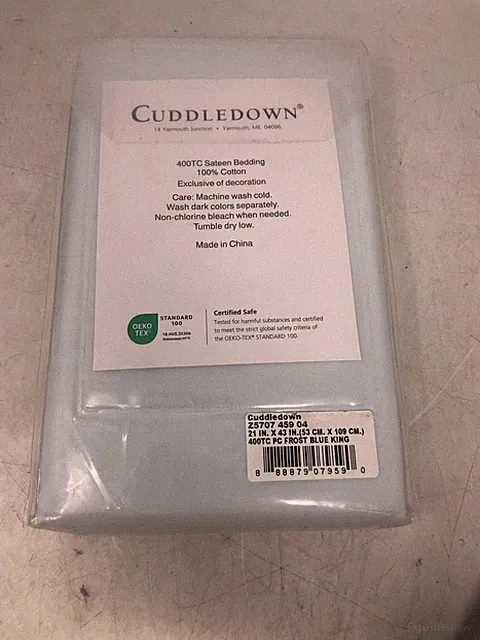 Cuddledown 400TC Sateen Pillow Case King Frost Blue 100% Cotton