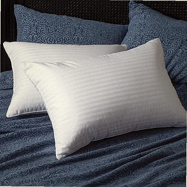 CUDDLEDOWN 700 Fill Power Duck Down Damask Stripe STANDARD Pillow Medium Density