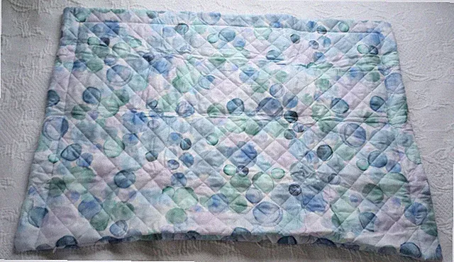 Cuddledown Bubbles Quilted Pillow Sham Standard Size Blue and White Pillow Cover