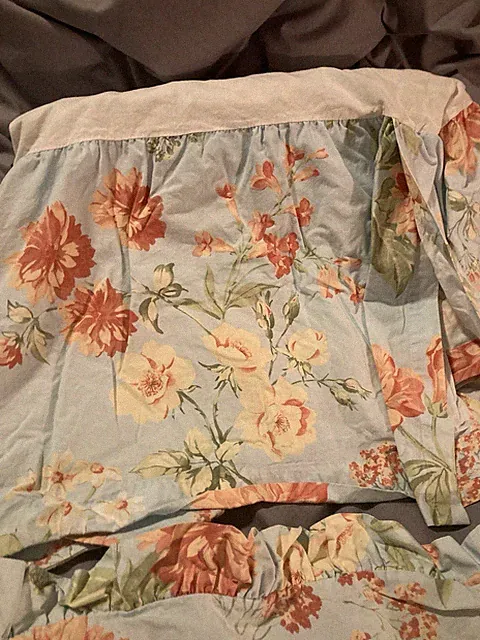 Cuddledown Butterfly King size Bed Skirt Blue Floral With One standard pillowcas
