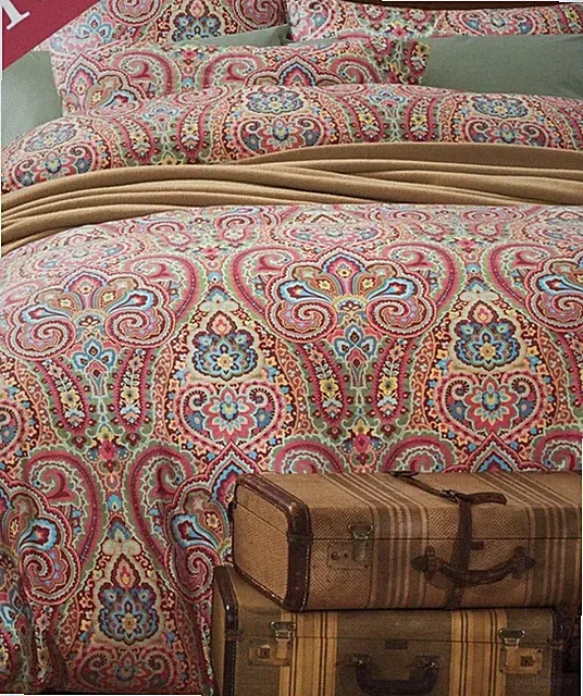 Cuddledown Carina Fitted Full Sheet with Matching Pillow Shams Red Multi Color
