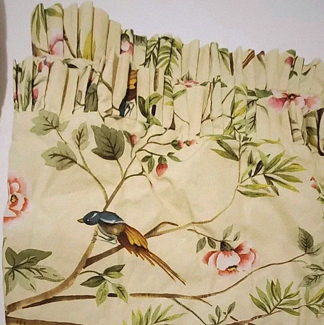 Cuddledown Floral Bird Garden Cotton Standard Ruffled Border Pillow Shams X 2