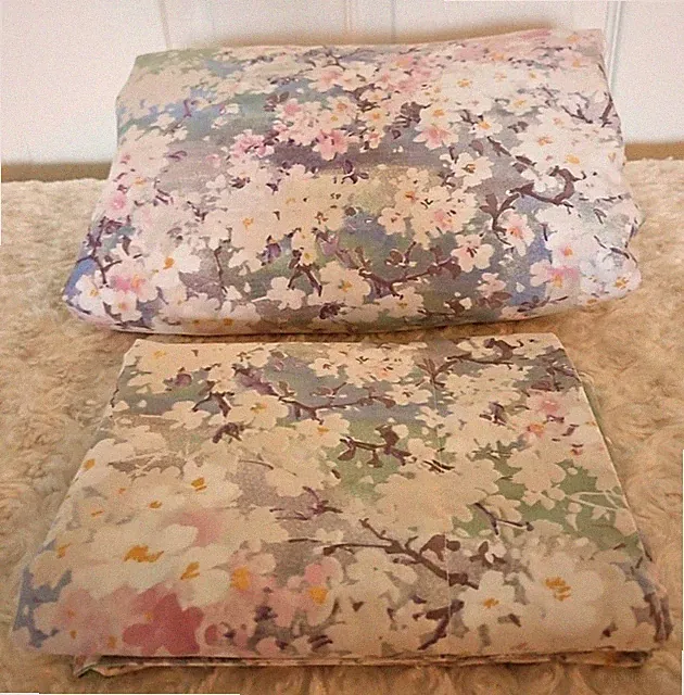 Cuddledown Full Multicolor Pastel Floral 100% Cotton Duvet Pillow Sham Lot of 2