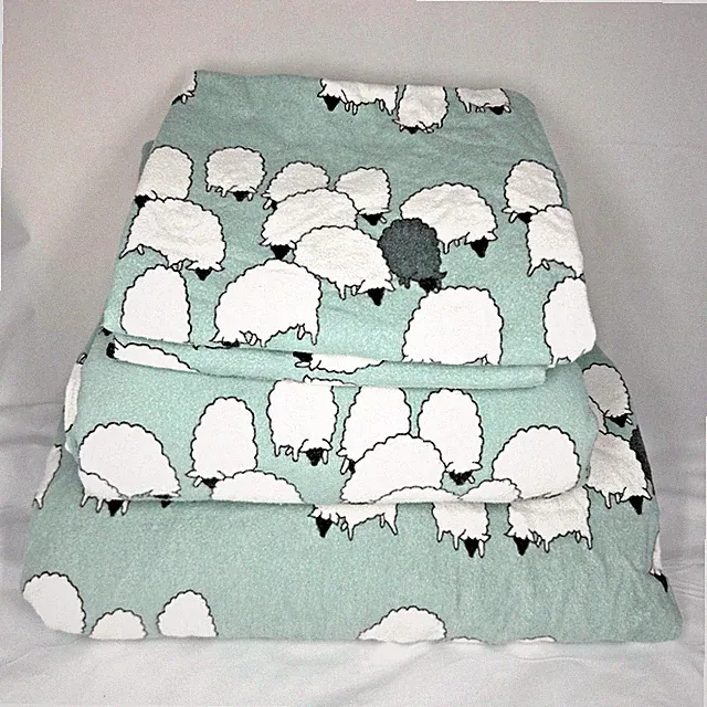 Cuddledown Full Size Fitted Sheet Set Black Sheep 100% Cotton Flannel Germany
