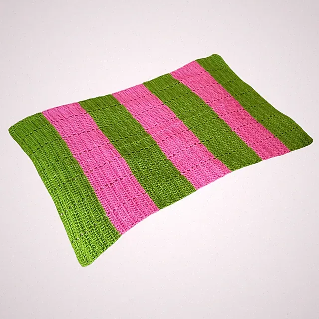 Cuddledown Hospitality Striped Knit Throw Blanket Green Pink 41” x 26”