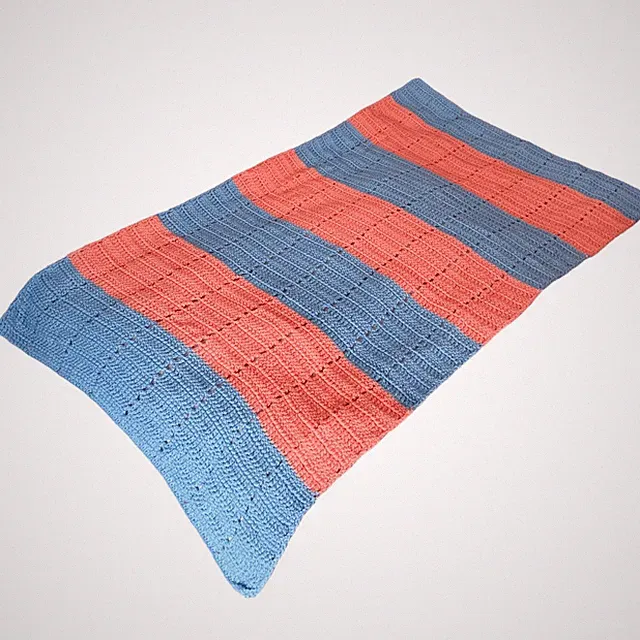 Cuddledown Hospitality Striped Knit Throw Blanket Pink Blue 51” x 31”