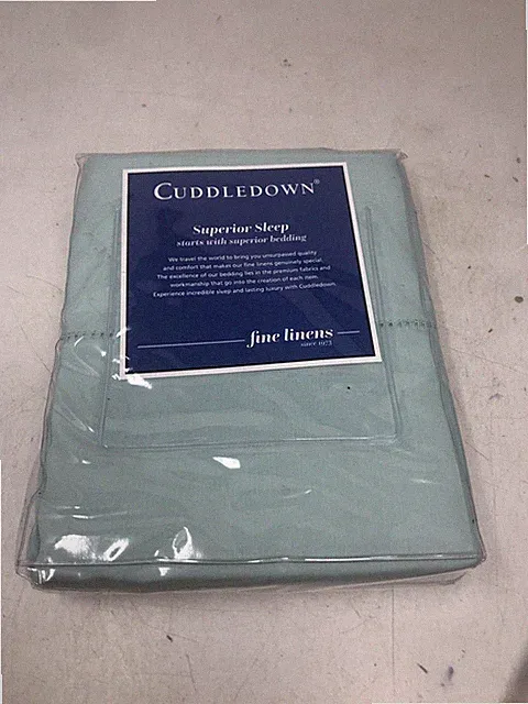 Cuddledown King Pillowcases Set of 2 Sea Breeze Green 100%Organic cotton