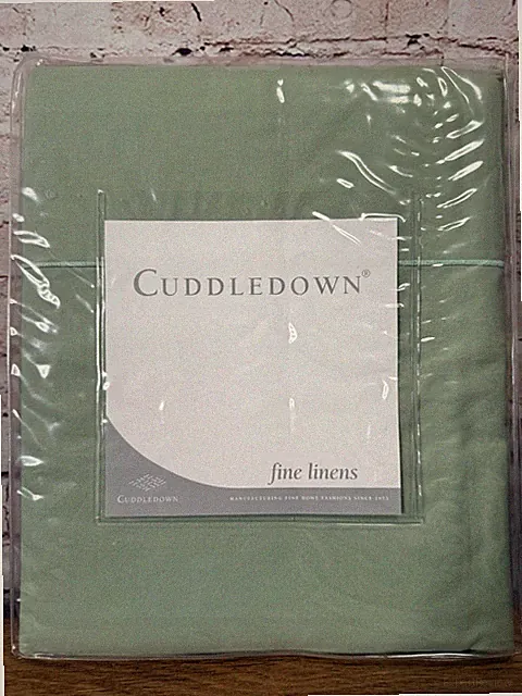 Cuddledown MEADOW GREEN (Sage) 500 TC Flat Sheet Twin NIP
