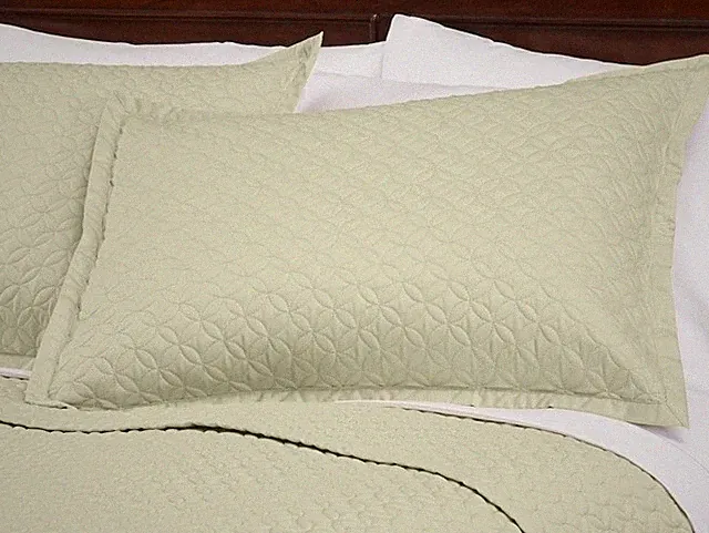 Cuddledown Meridian King Quilted Sateen Sham (1) Sage 21”x37” NEW! 400TC Z2105