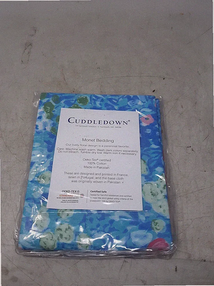 CUDDLEDOWN Monet Bedding Standard Sham 100% Cotton Floral Aqua Multi New