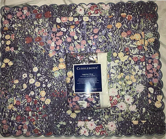 Cuddledown NEW Monet Pillow Sham AND Bed Skirt new in package 100% cotton luxe