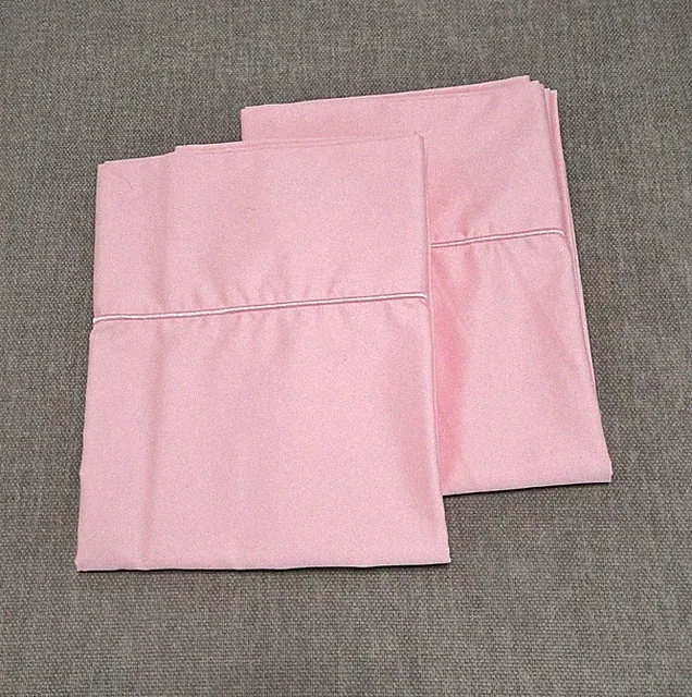 Cuddledown Pillowcase Pair Solid Sateen Pink Standard Queen 20”x34.5” New 400TC