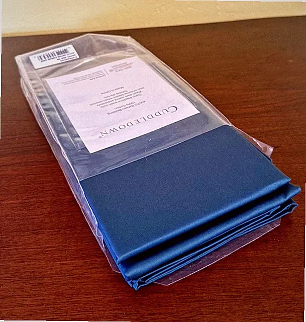Cuddledown Pillowcase Pair Solid Sateen Sapphire Blue Standard Queen 400TC