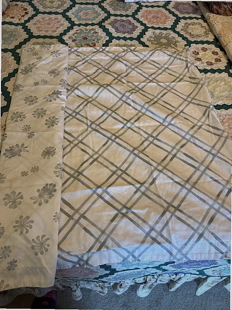 Cuddledown Reversible Standard Shams Set of 2 Azure Seaglass Floral Plaid
