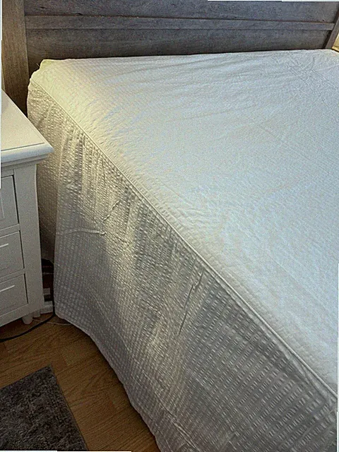 Duvet Bed Cover Queen w Skirt White Seersucker PORTUGAL Cuddledown Luxury Cotton