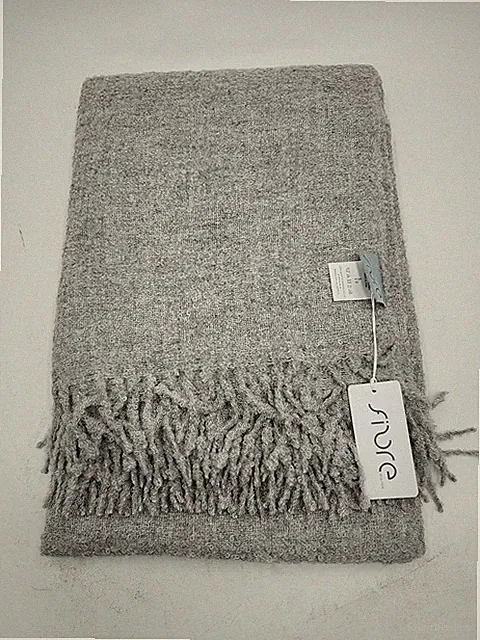 NEW Cuddledown Alpaca Boucle Throw Blanket - Light Grey 57 x 71 inches