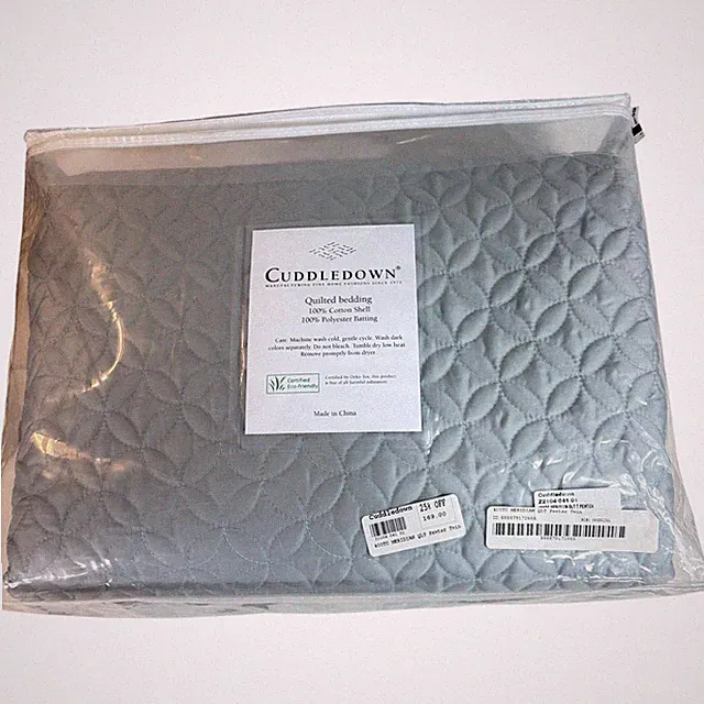 NEW Twin Meridian Quilt Coverlet Bedspread CUDDLEDOWN Cotton Pewter Gray Quilted
